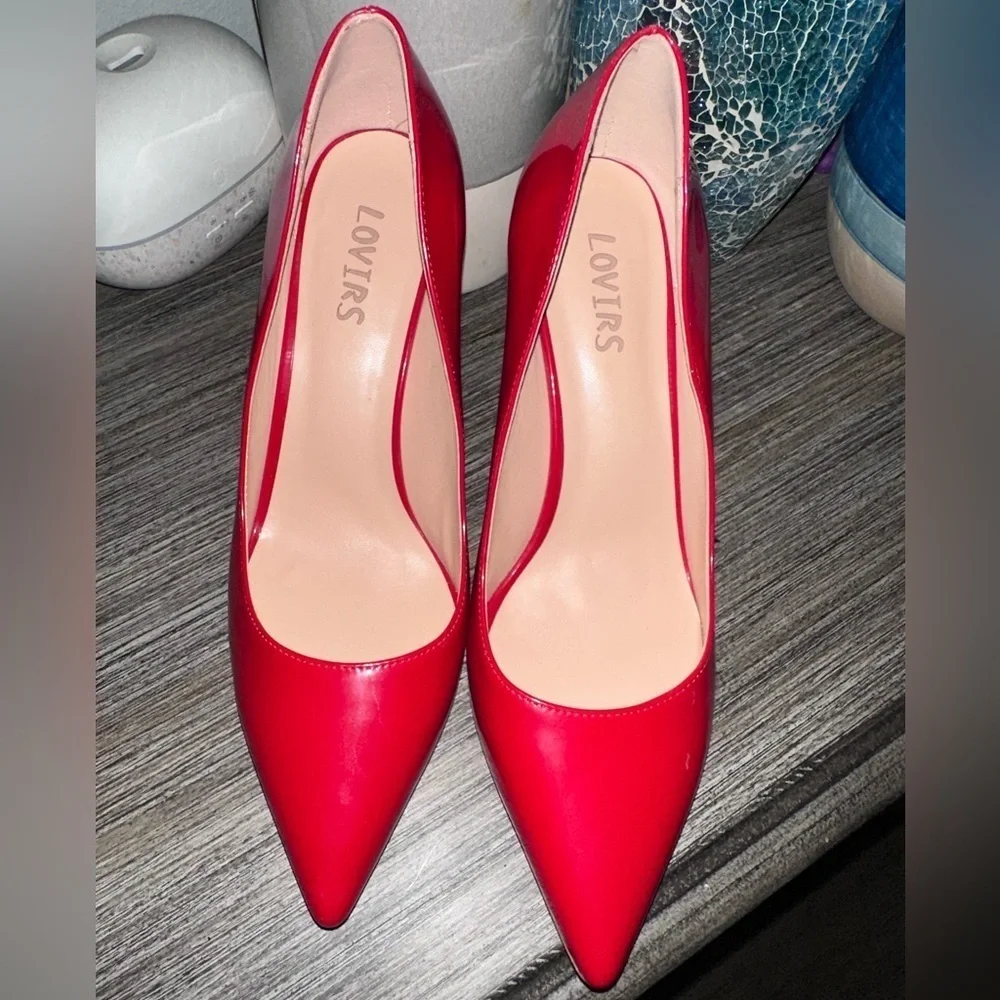 Lovirs Red Pointed-Toe Stiletto Heels